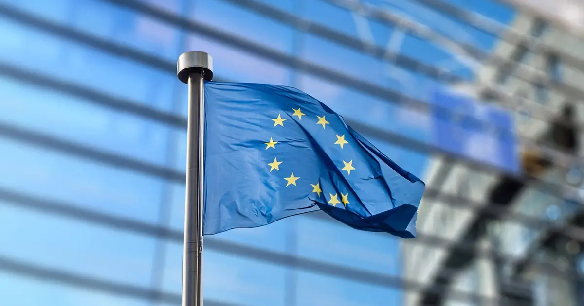 European Union Flag in front of a building