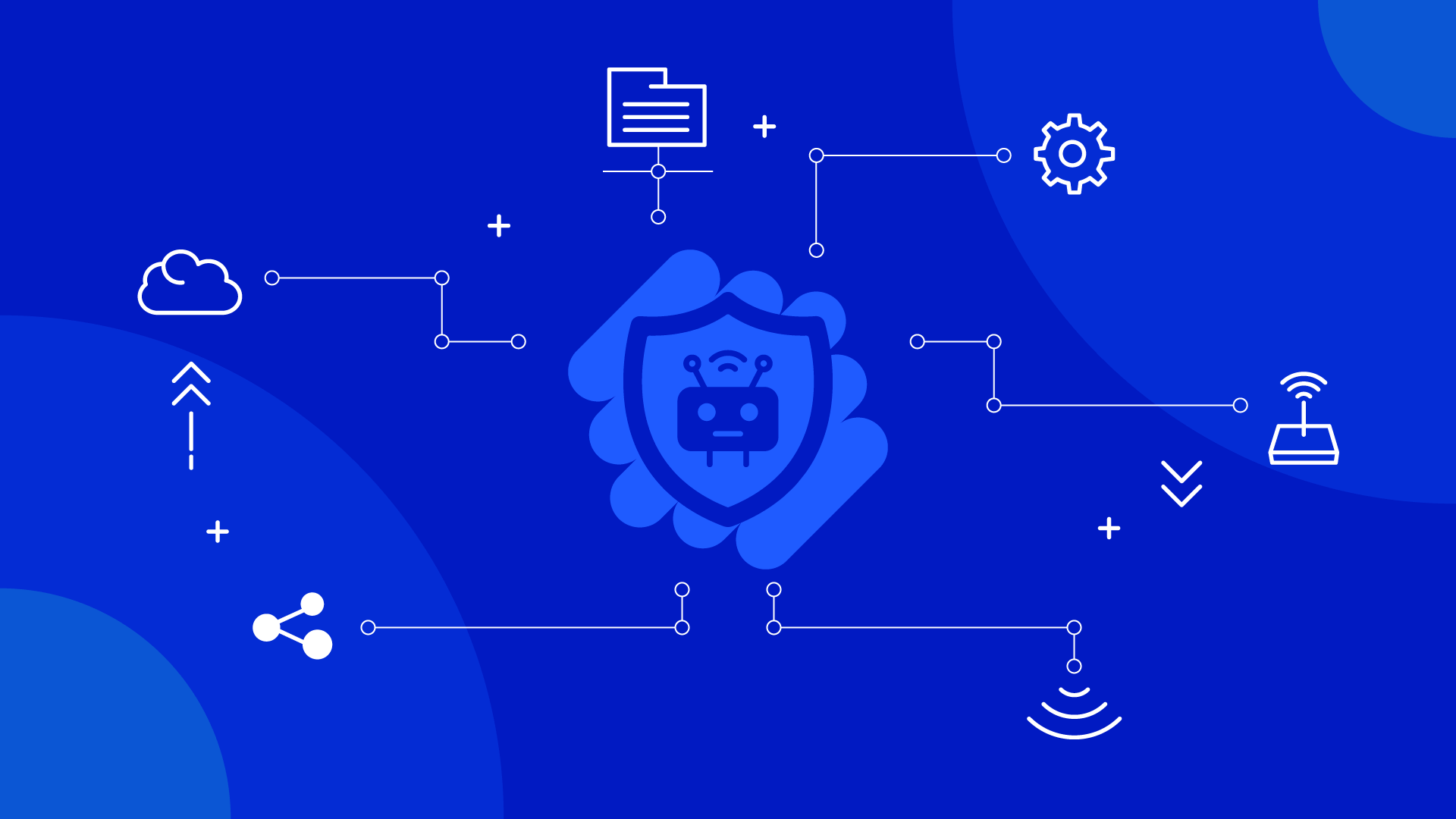 Illustration of a bot inside a security shield