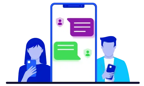 Two people chatting over text messages illustration