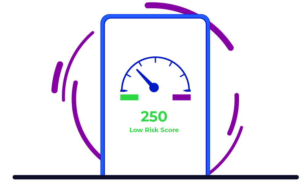 Illustration of a speedometer signaling low risk